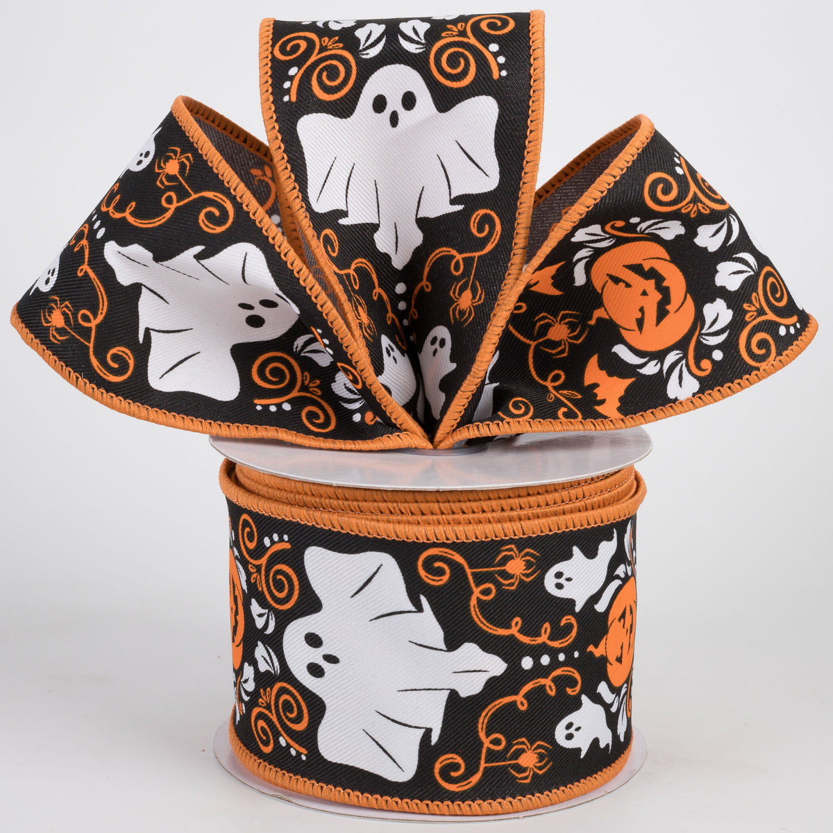 2.5" Halloween Damask Ribbon: Black & Orange (10 Yards) Lifestyle Photo