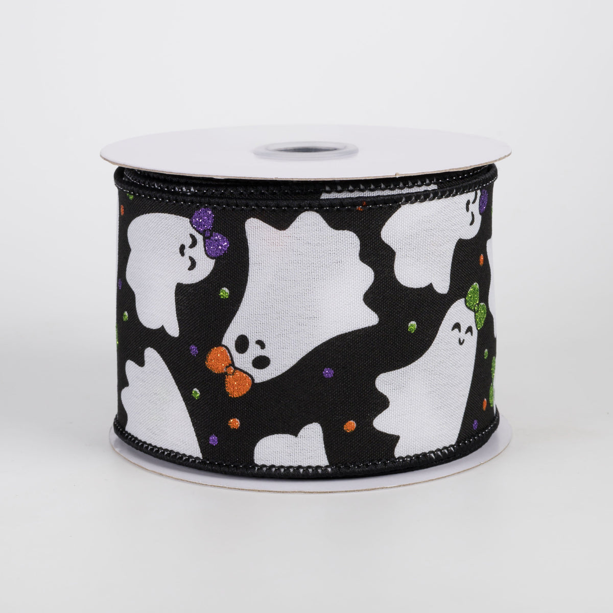 2.5" Halloween Ghosties with Bows Ribbon: Black (10 Yards) Item Number: RGH135502