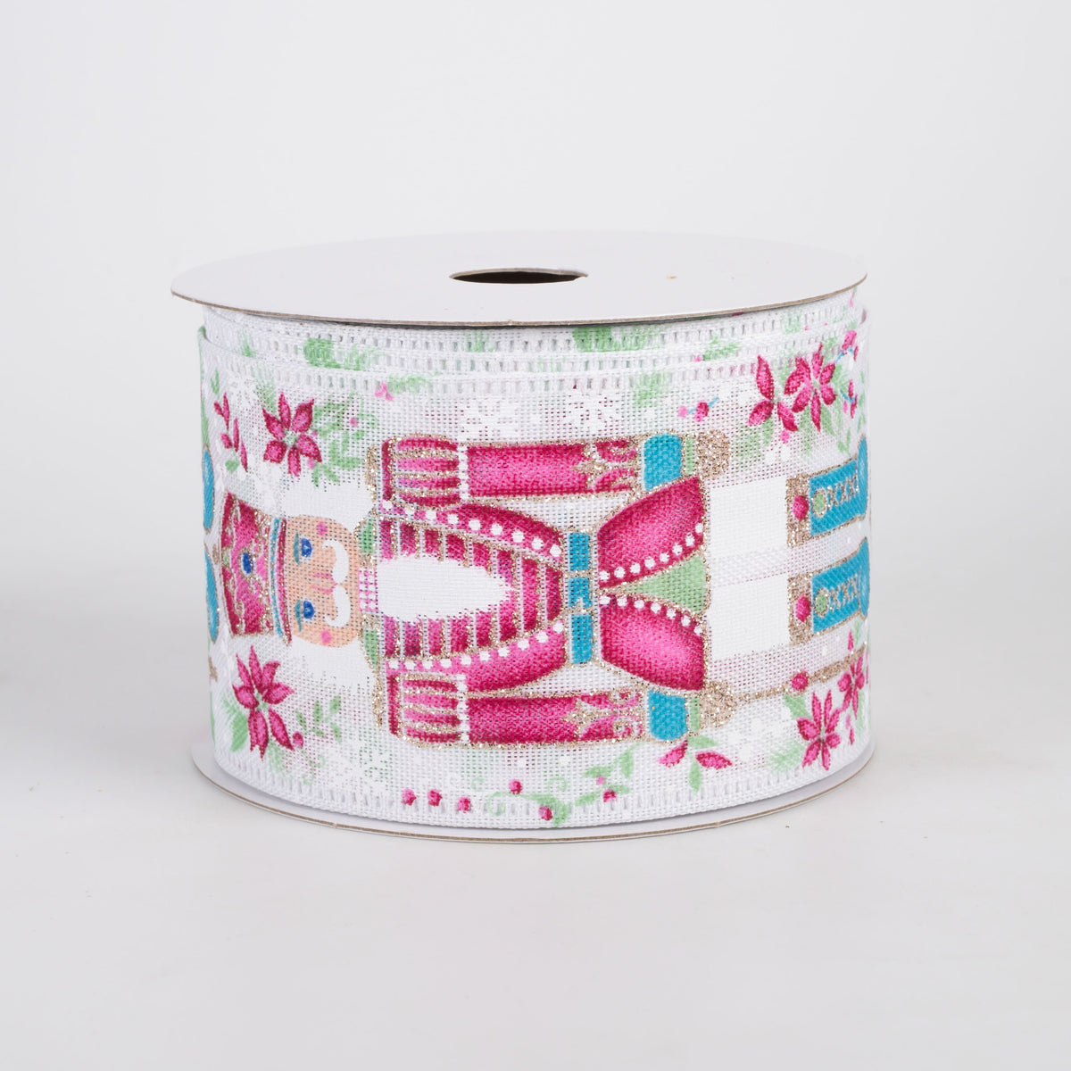2.5" Linen Fancy Traditional Nutcracker Ribbon: Pastel on White (10 Yards) Item Number: 76602-40-06