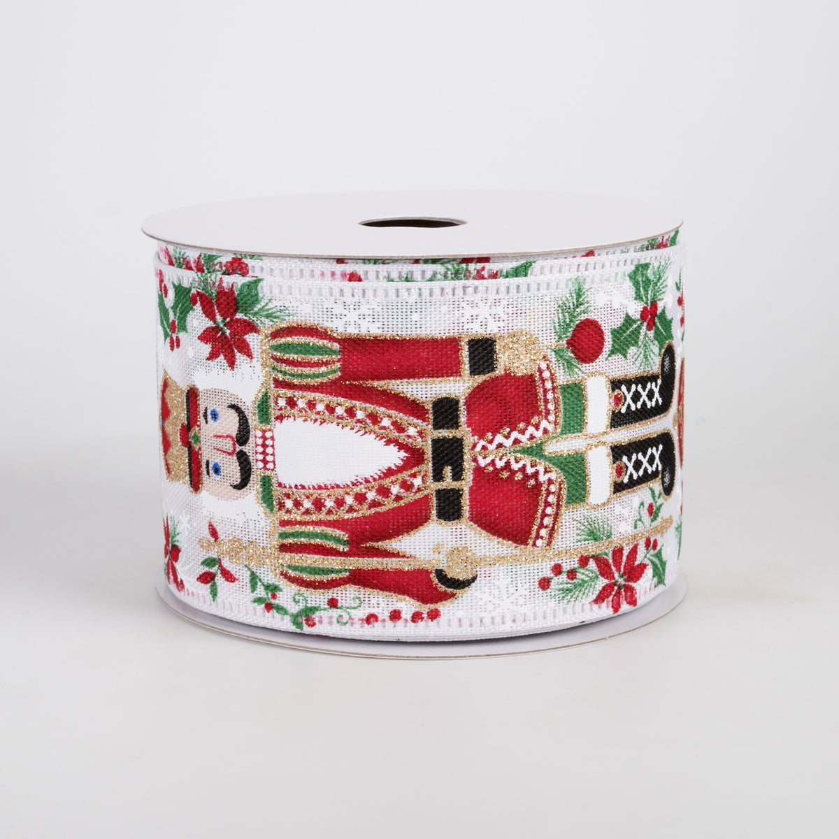 2.5" Linen Fancy Traditional Nutcracker Ribbon: White (10 Yards) Item Number: 76602-40-01