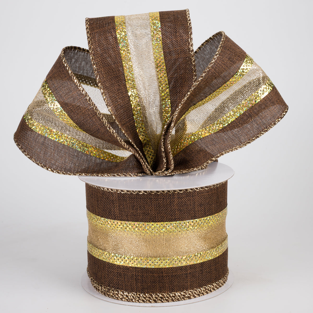 2.5" Linen Gold Firefly Center Ribbon: Brown (10 Yards) Lifestyle Photo