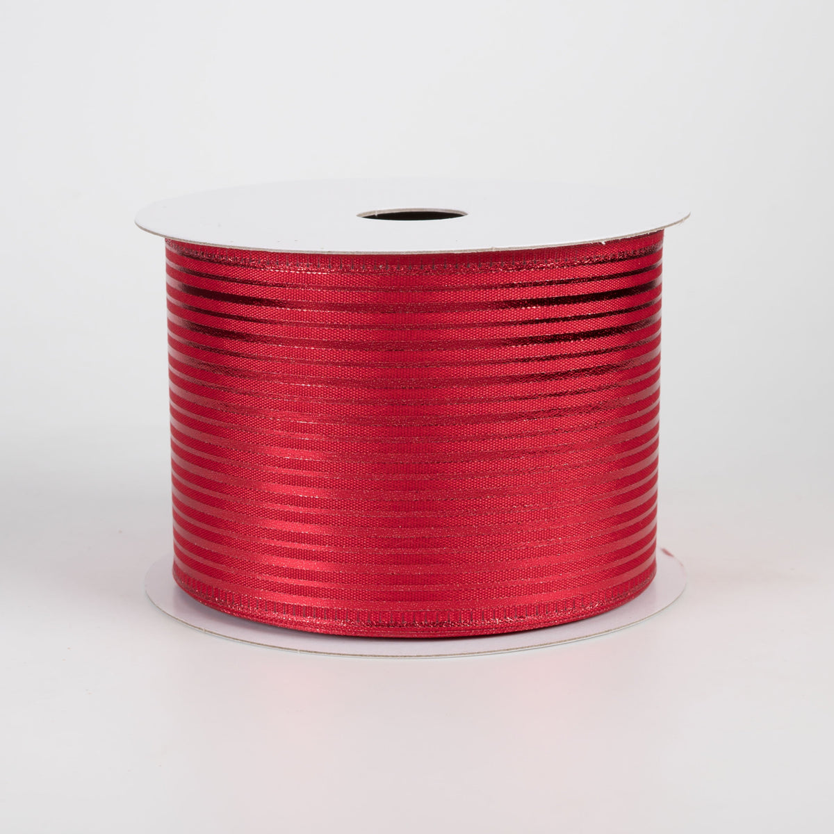 2.5" Metallic Embossed Vertical Grain Satin Ribbon: Red (10 Yards) Item Number: 76555-40-12