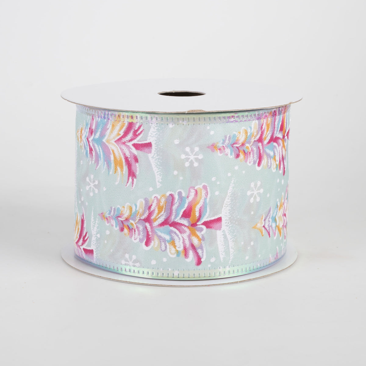 2.5" Pastel Snowy Trees Iridescent Edge Ribbon: Blue (10 Yards) Item Number: 76624-40-06