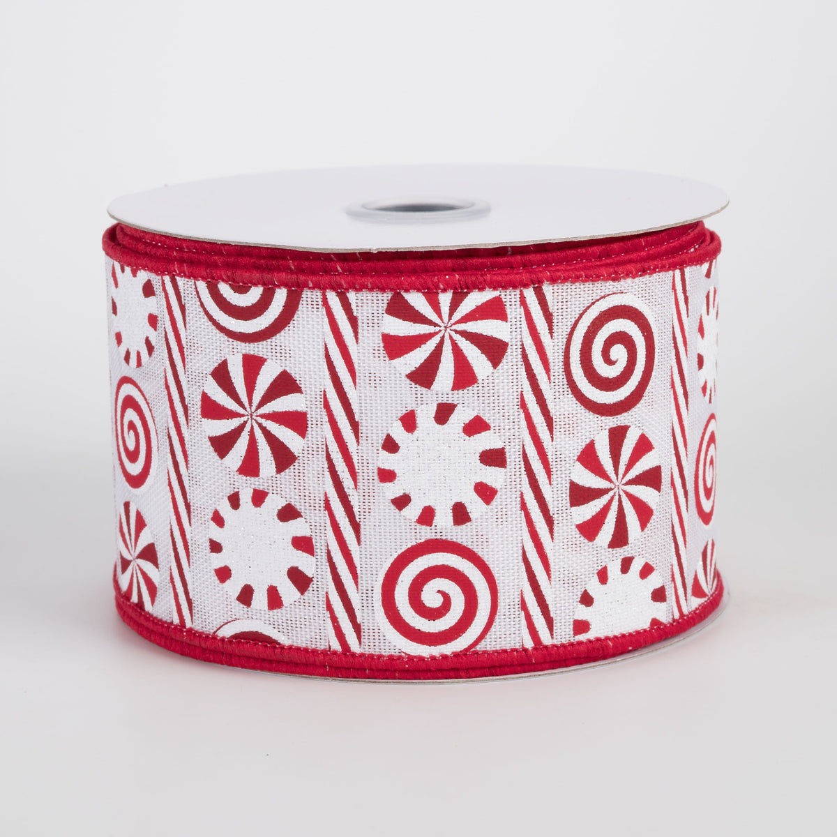 2.5" Peppermints & Peppermint Stripes Ribbon: White, Red & Dark Red (10 Yards) Item Number: RGH135827