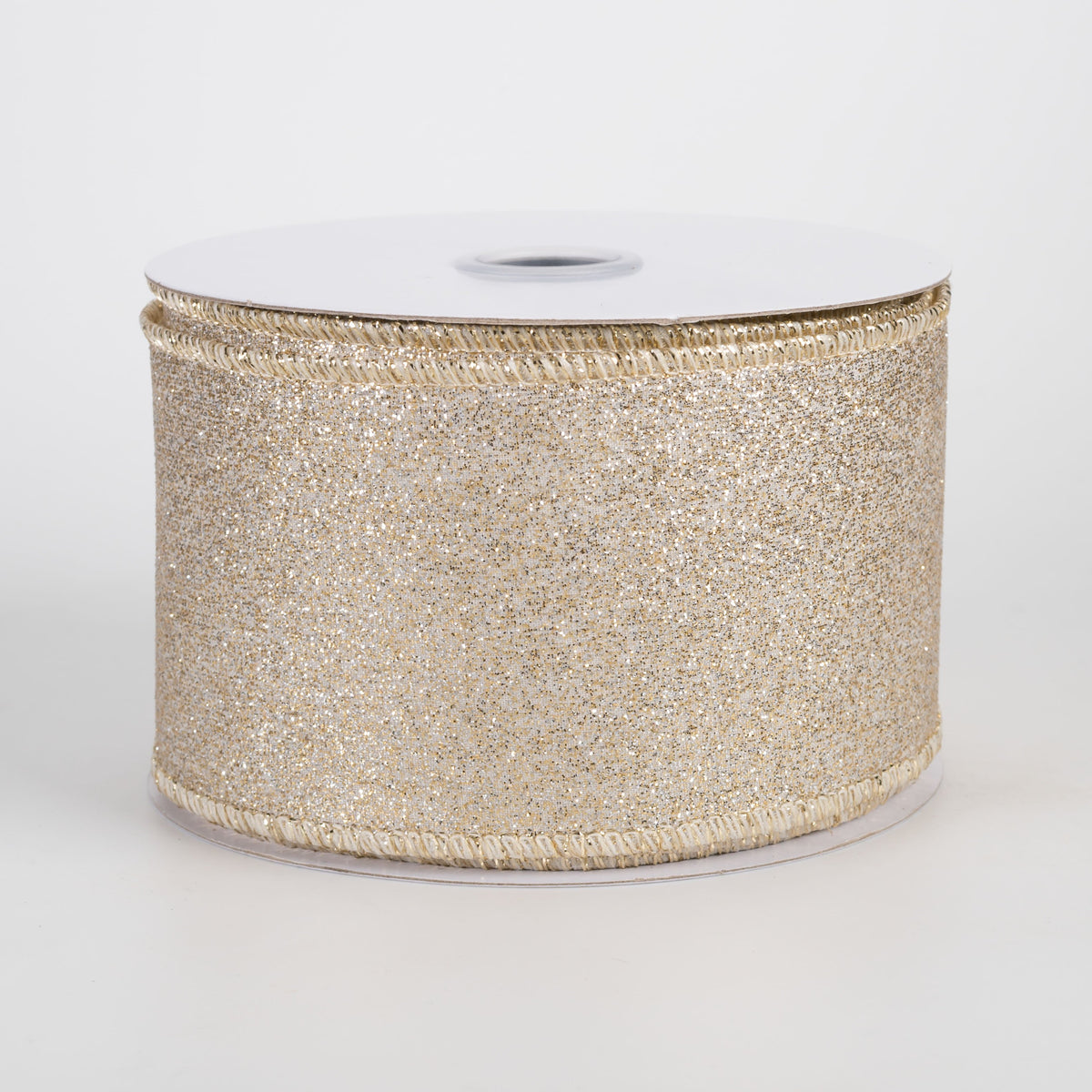 2.5" Shimmer Glitter Ribbon: Champagne Gold (10 Yards) Item Number: RGC159744