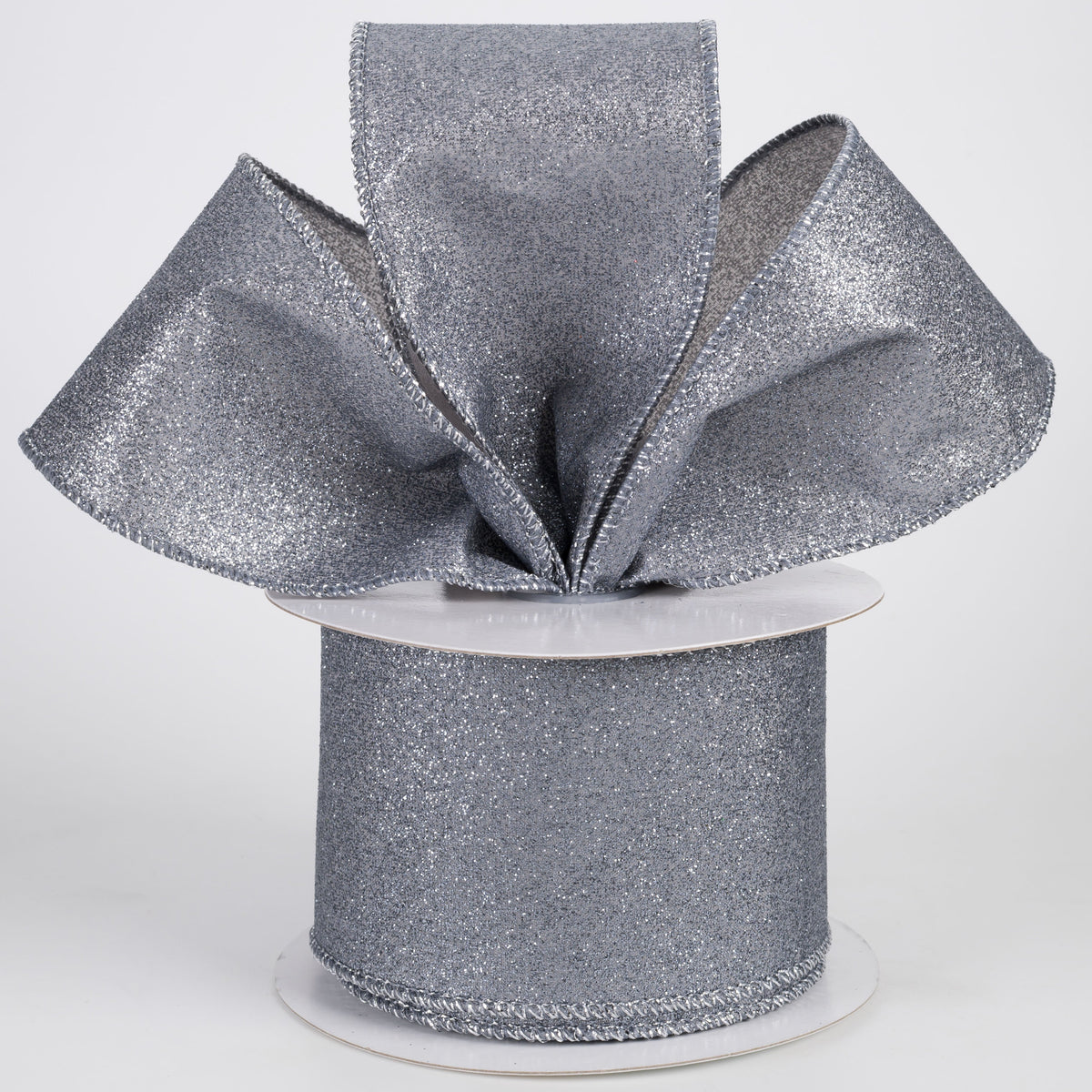 2.5" Shimmer Glitter Ribbon: Pewter Grey (10 Yards) Lifestyle Photo