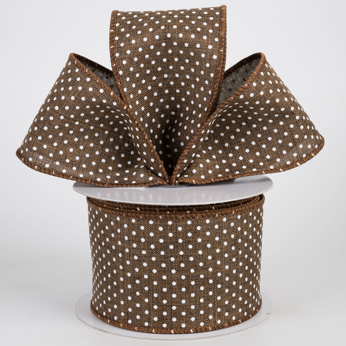 2.5" Swiss Dots Ribbon: Brown & White (10 Yards) Lifestyle Photo