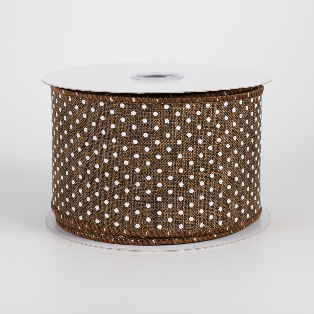 2.5" Swiss Dots Ribbon: Brown & White (10 Yards) Item Number: RG0165204