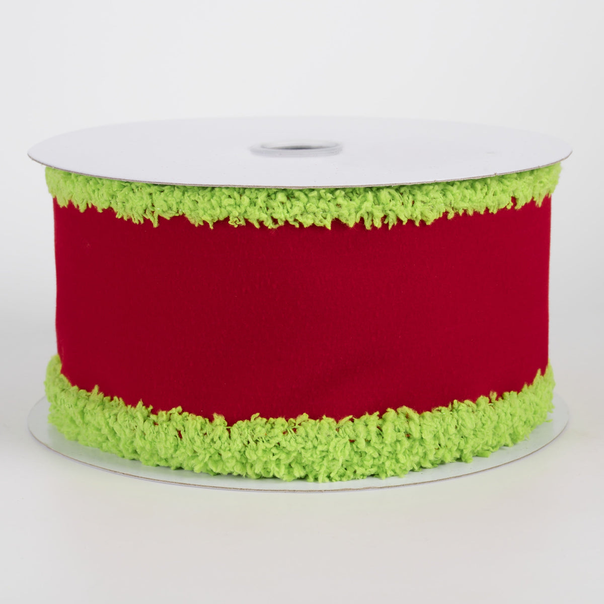 2.5" Wired Velvet Drift Edge Ribbon: Red with Lime Green (10 Yards) Item Number: RGA8946E9
