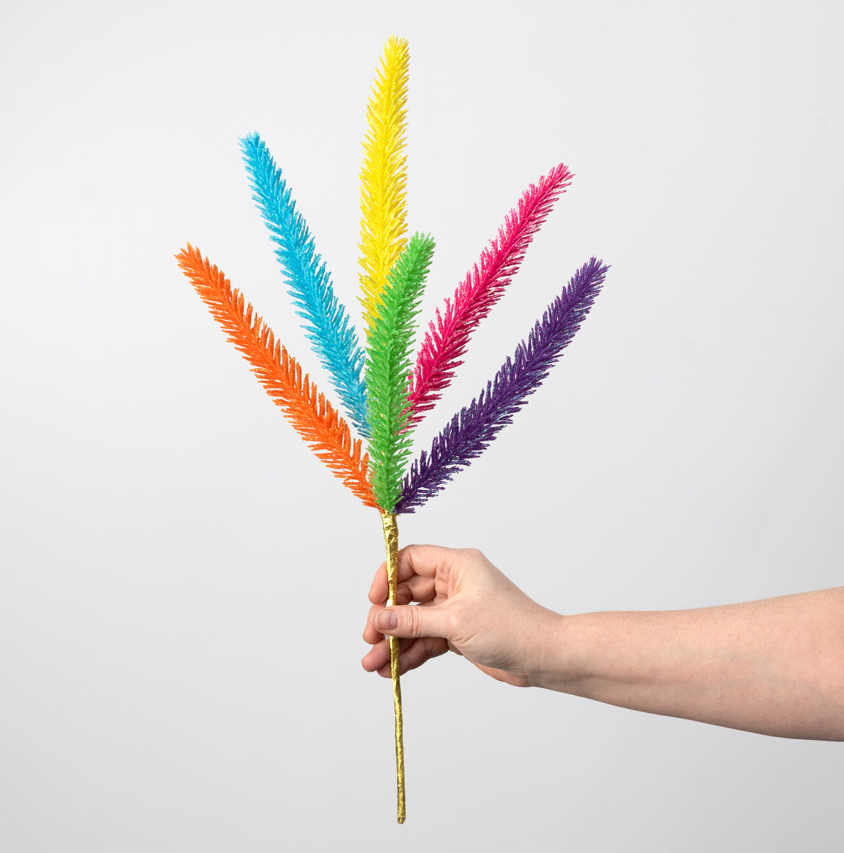 20" Glitter Spike Grass Spray: Neon Fiesta detail photo 3