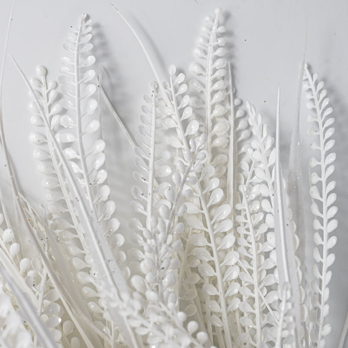 20" Glittered Button Fern Bush: White Lifestyle Photo