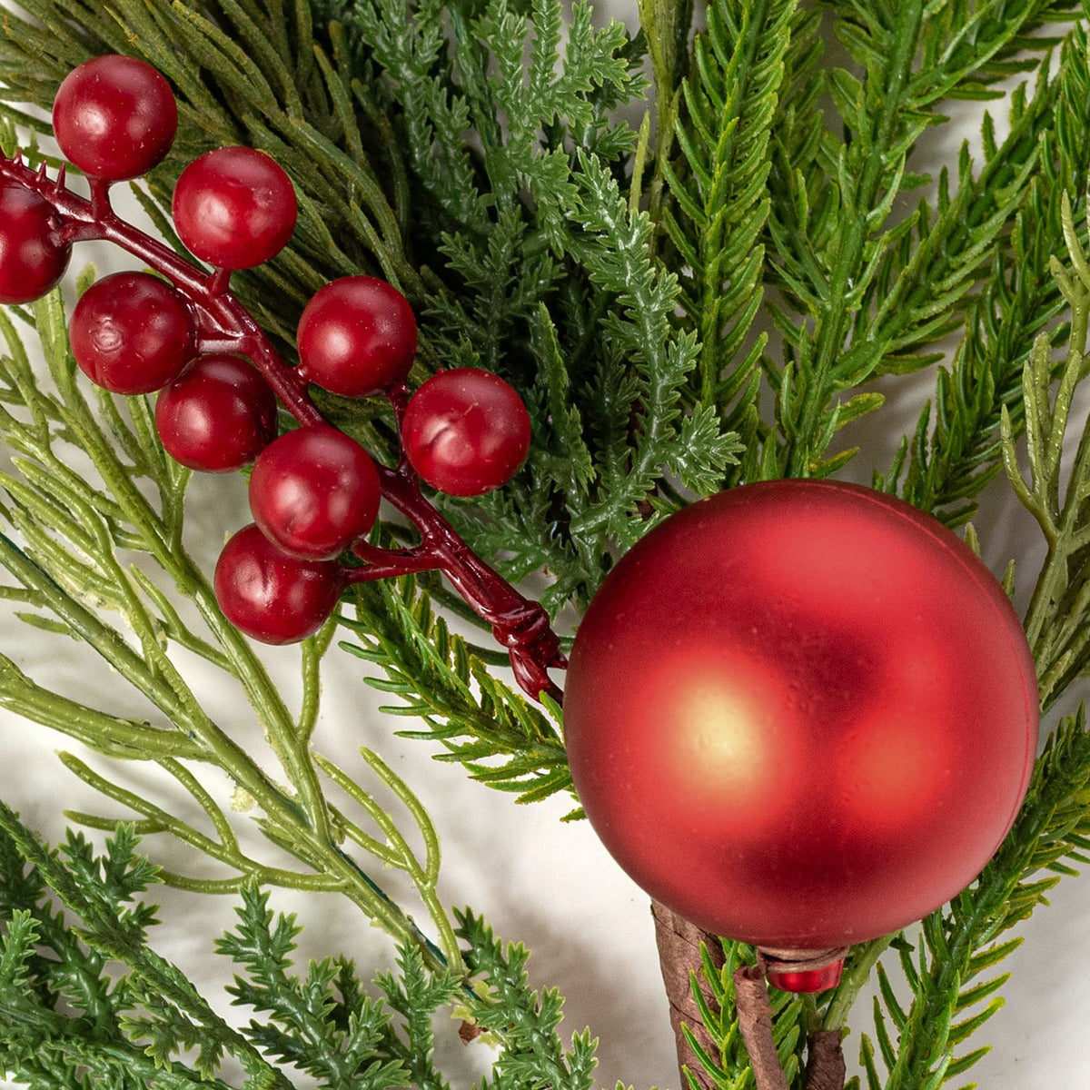 20" Soft Touch Mixed Pine & Ornament Spray Lifestyle Photo