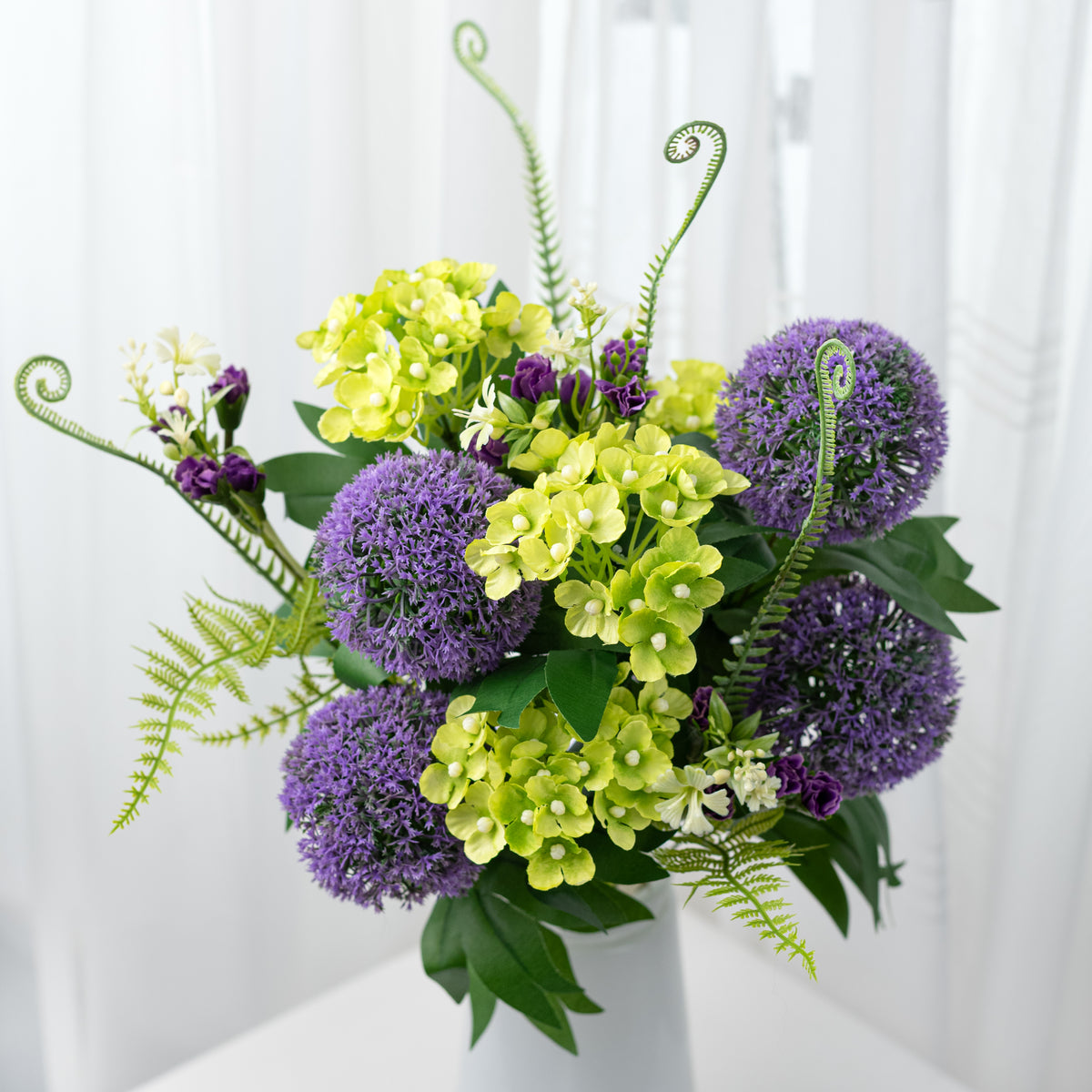 21" Ball Hydrangea & Fern Bush: Purple (12 Stem) Item Number: 64014PUGN