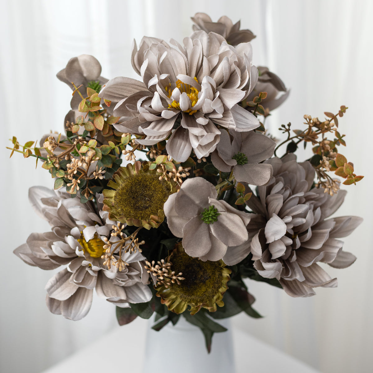 21" Sunflower Mum Bush: Taupe (14 Stem) Item Number: 57528BONE
