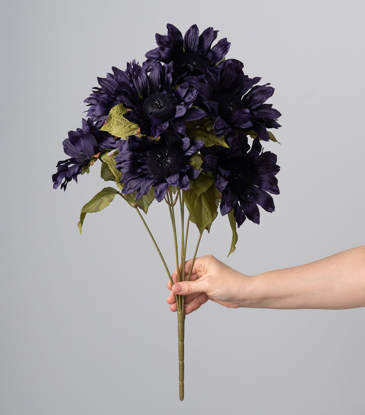 22" Faux Sunflower Bush: Purple (7 Stem) detail photo 3
