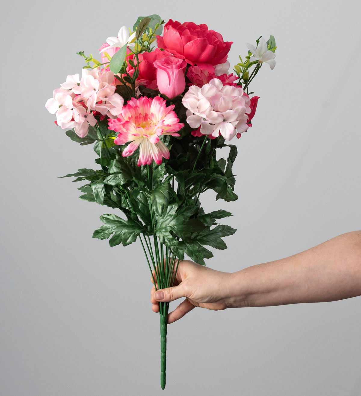 22" Peony Hydrangea Rose Bud Bush: Beauty & Pink (18 Stem) detail photo 3