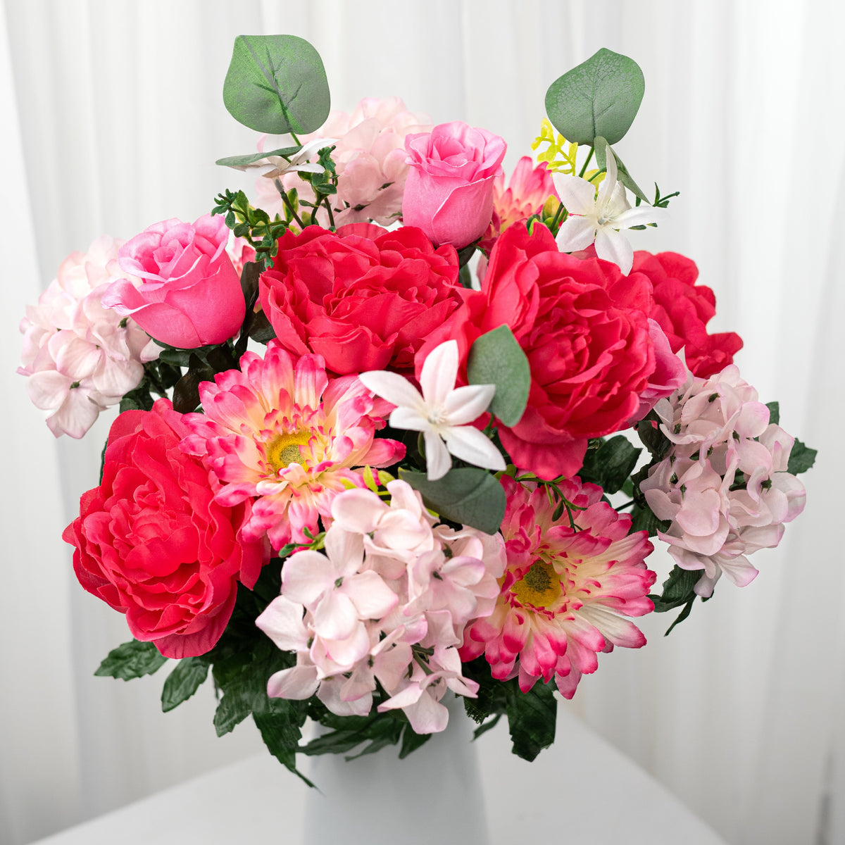 22" Peony Hydrangea Rose Bud Bush: Beauty & Pink (18 Stem) Item Number: 64015BTPK