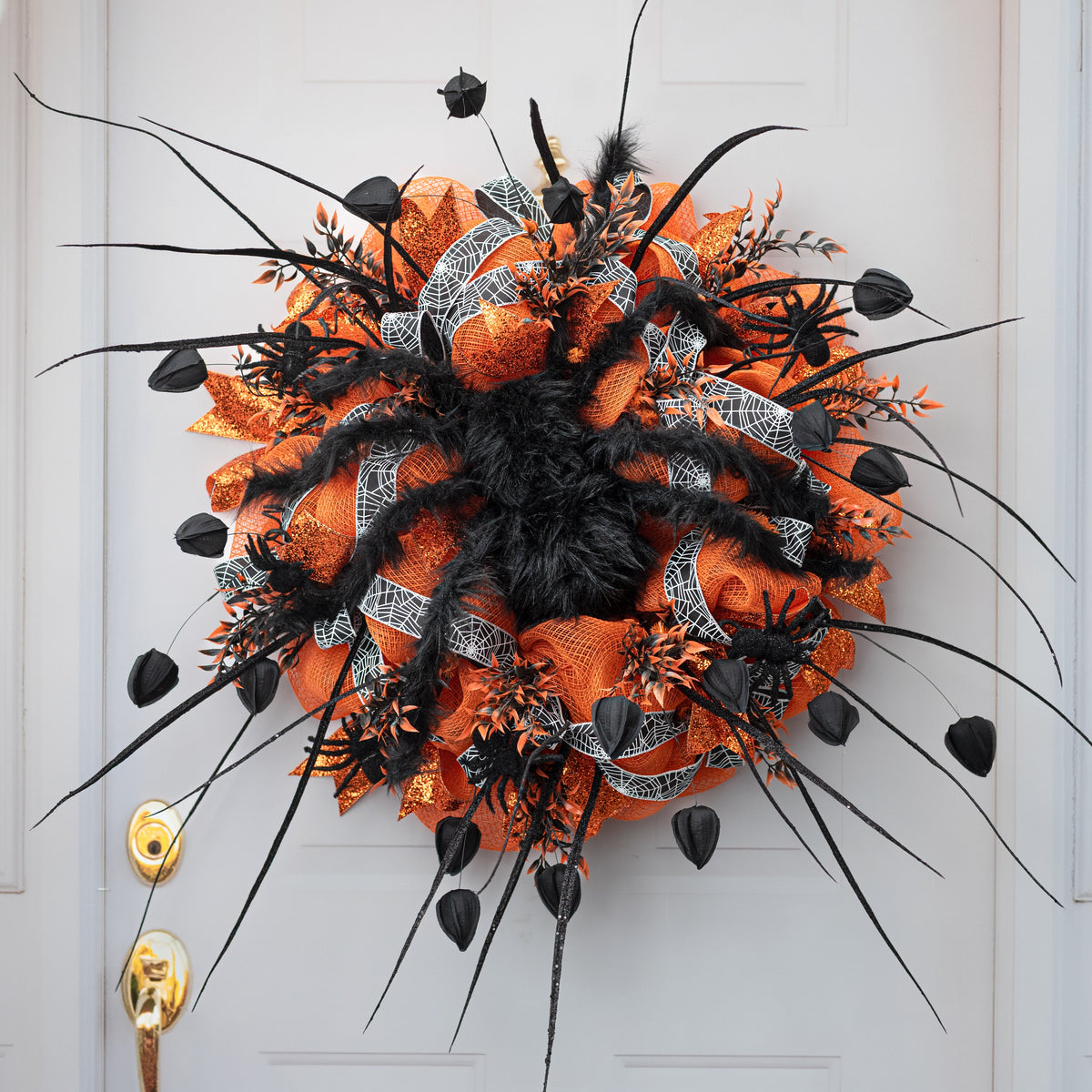 24" Faux Fur Spider Decoration: Black Lifestyle Photo