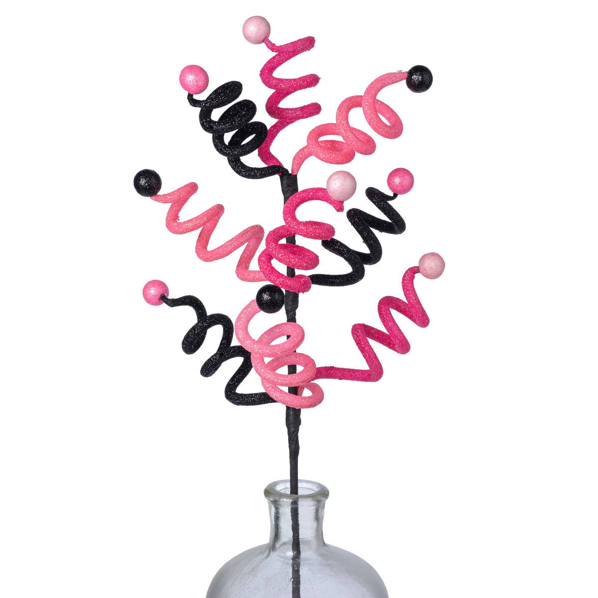 26:" Curly Ball Spray: Pink & Black Item Number: 57363PKBK
