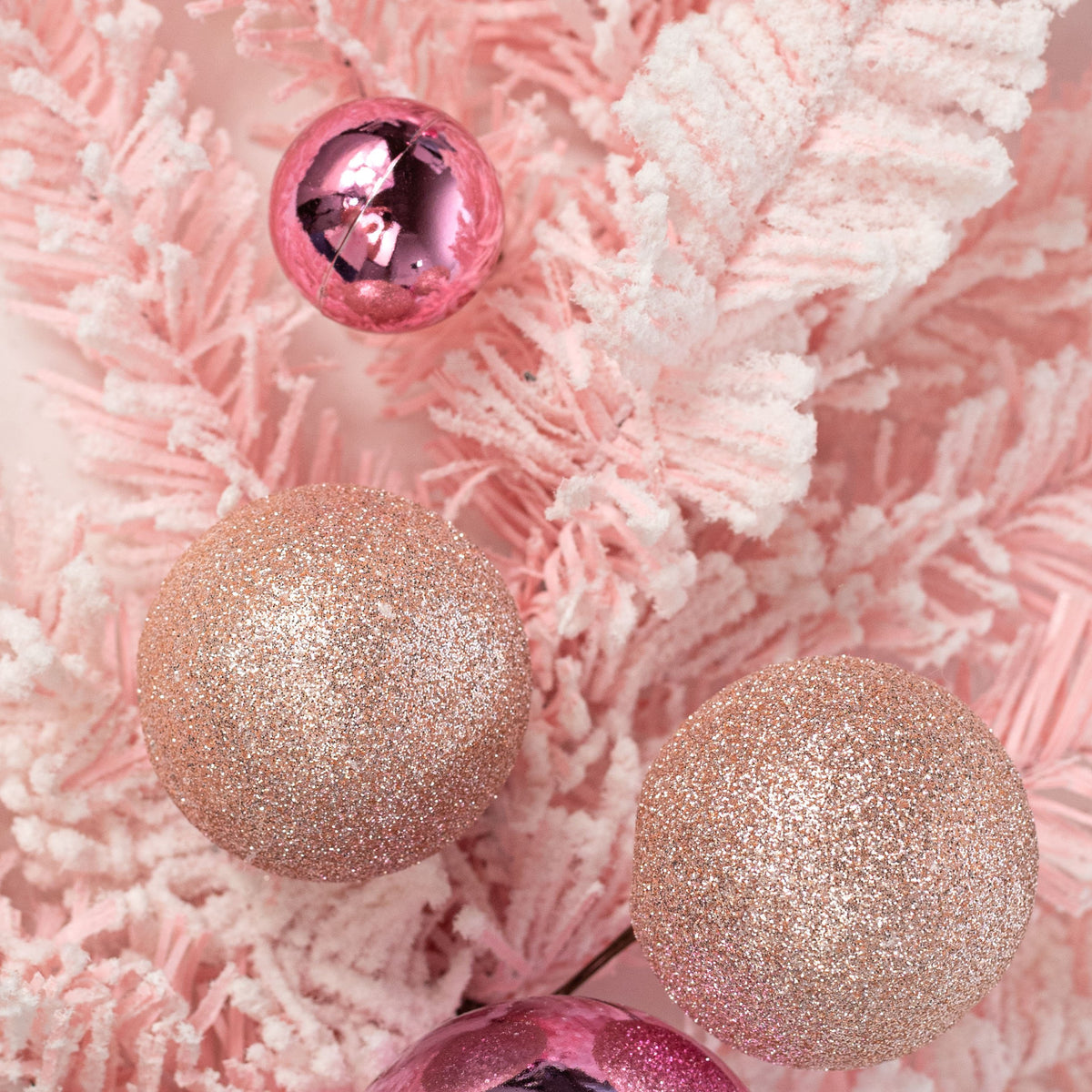 26" PVC Pine & Ornament Spray: Candy Pink Lifestyle Photo