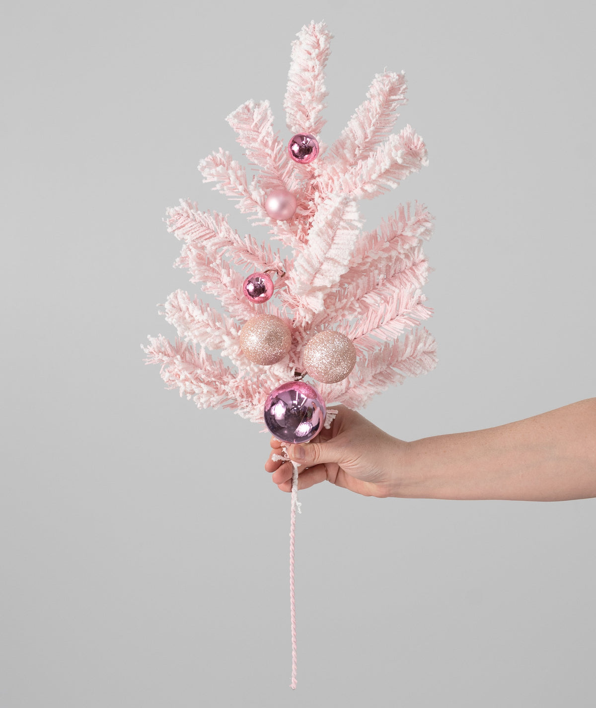 26" PVC Pine & Ornament Spray: Candy Pink detail photo 3