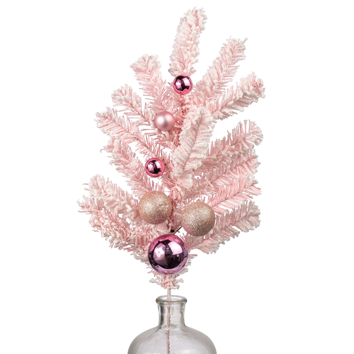 26" PVC Pine & Ornament Spray: Candy Pink Item Number: 32169