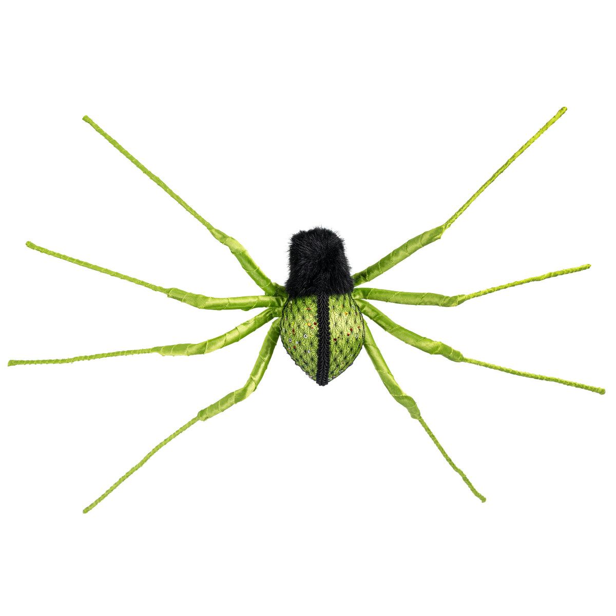 27" x 6" Velvet & Lace Spider Decoration: Lime Green Item Number: HH404836