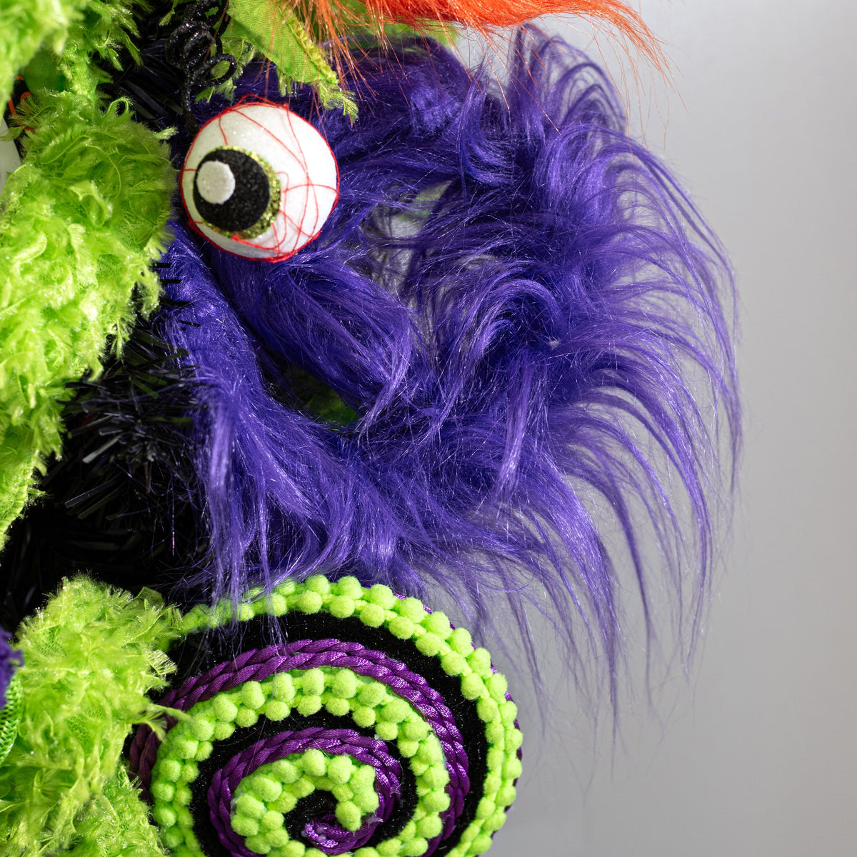 28" Furry Monster Spiral Curly Spray: Purple  Lifestyle Photo