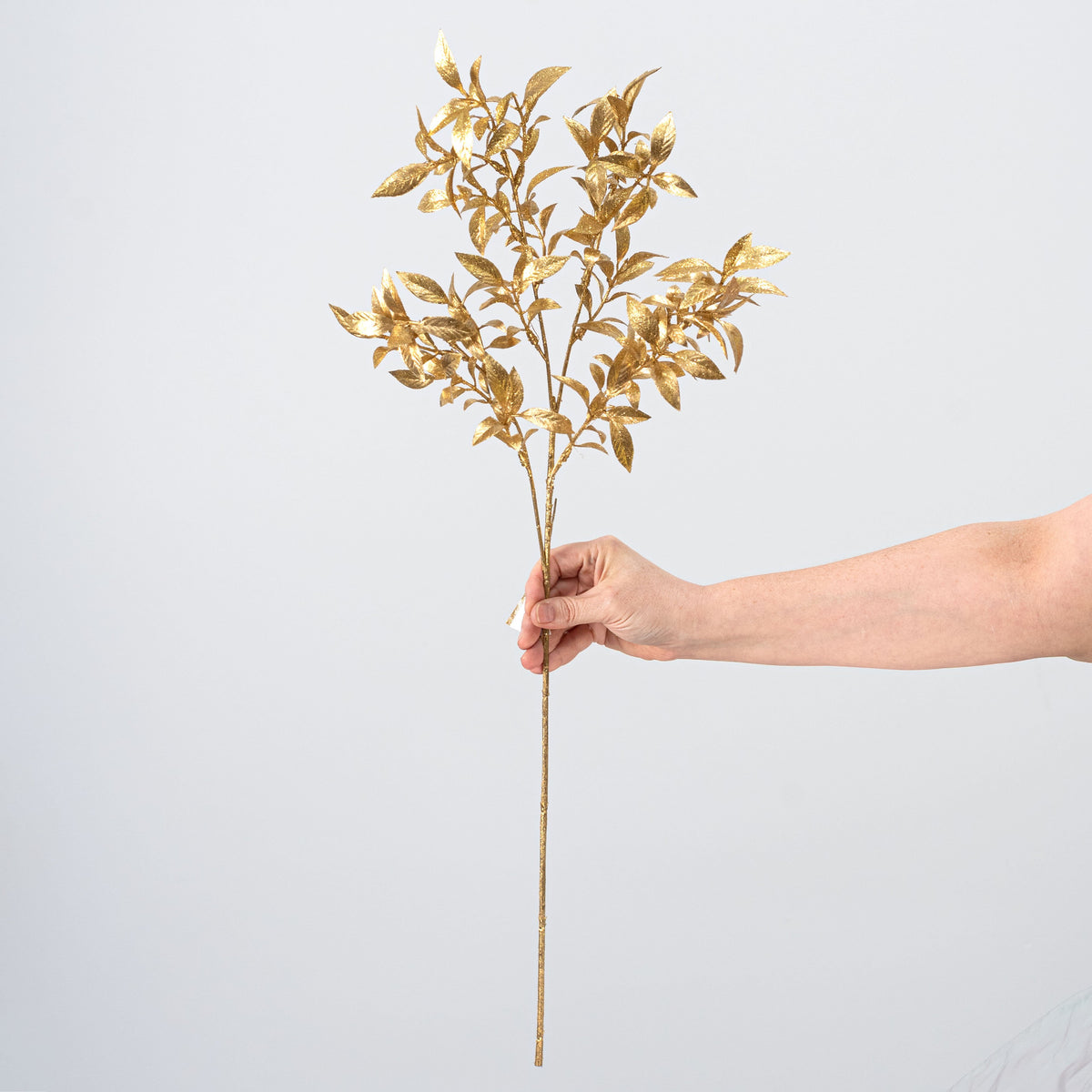 28" Glittered Tea Leaf Spray: Gold detail photo 3