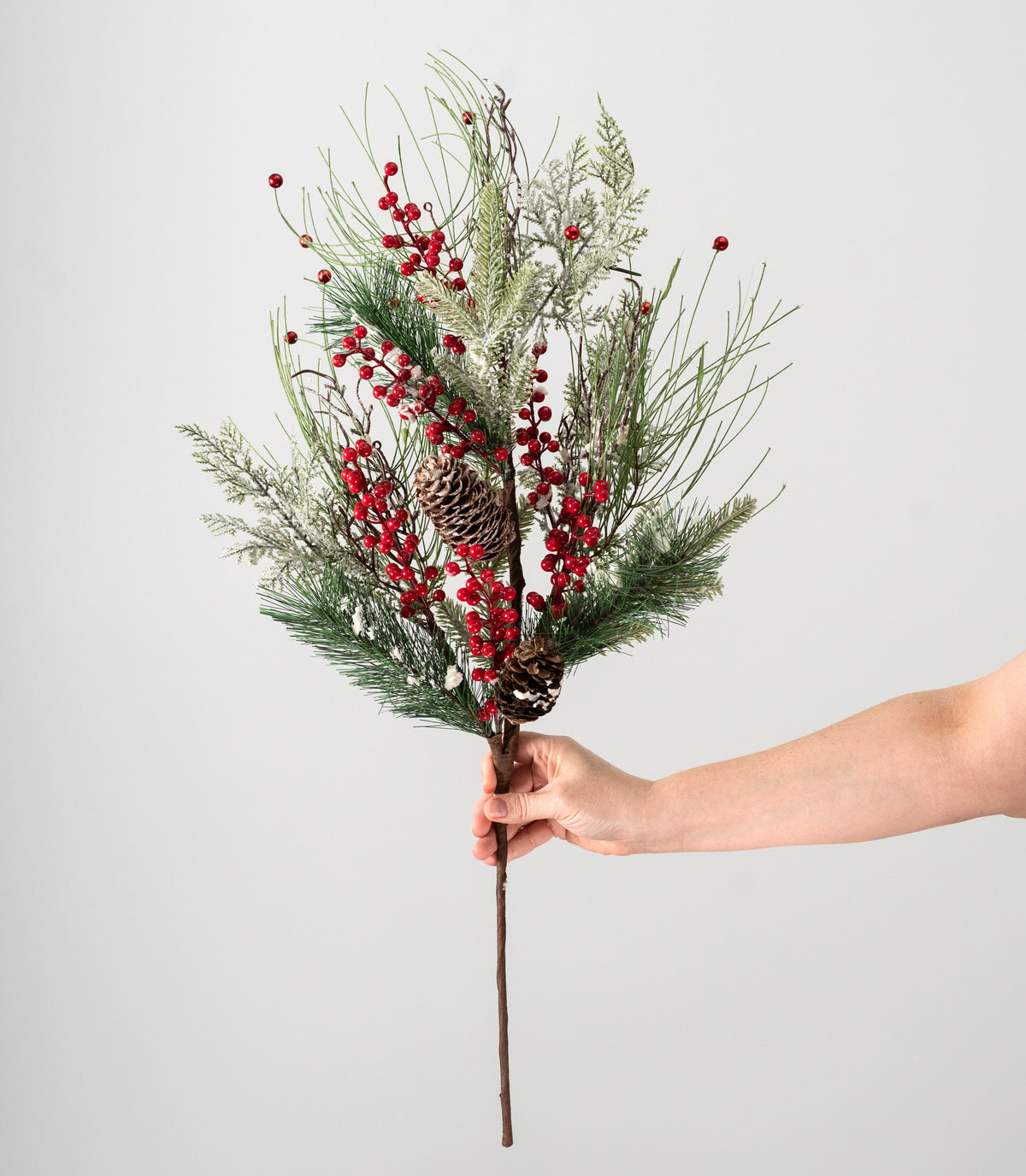 28" Iced Snow Balsam Pine & Berry Spray detail photo 3
