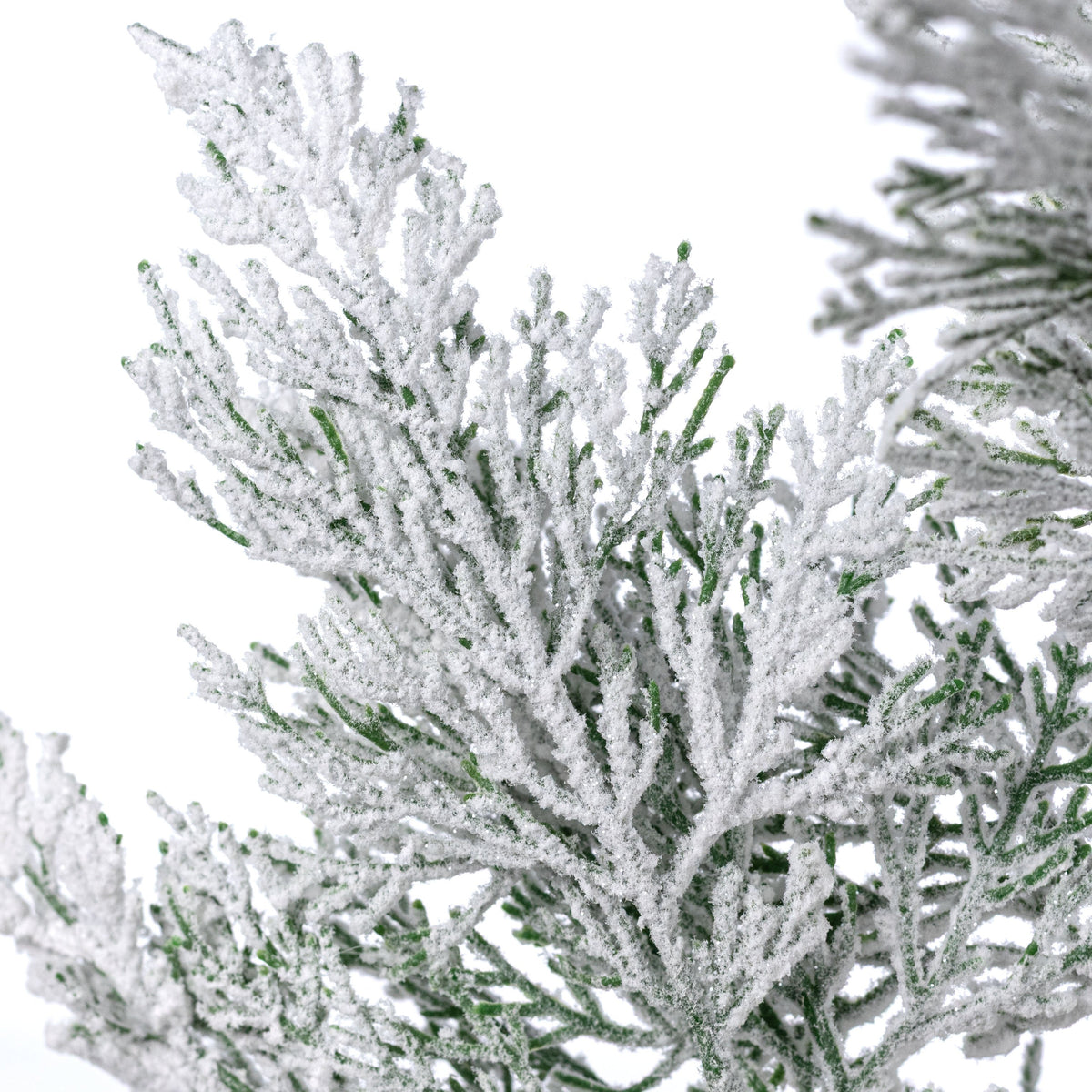 29" Flocked Artificial Cypress Spray: Snow Lifestyle Photo