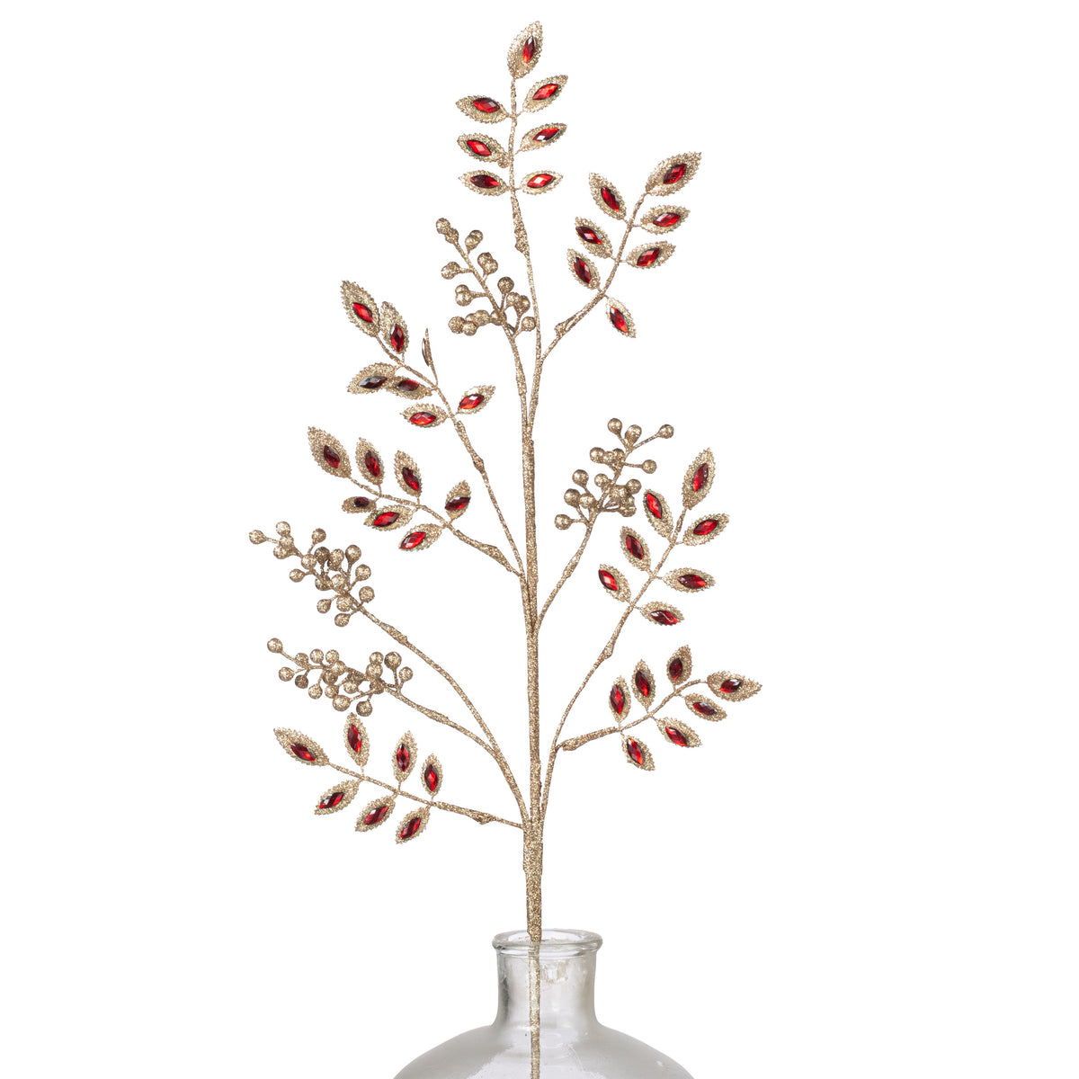 29" Jeweled Leaf & Berry Spray: Burgundy & Champagne Item Number: 253865