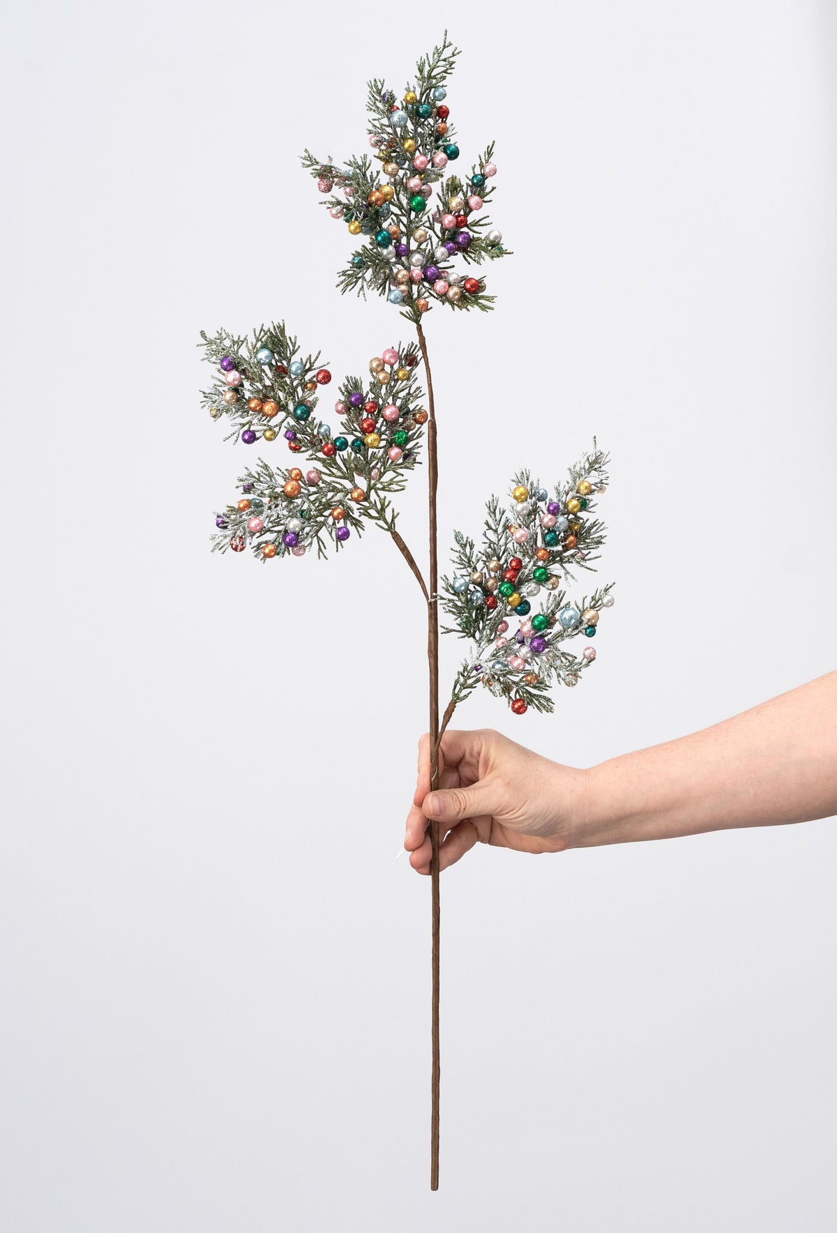 30" Glittered Pine & Berry Spray: Multicolor detail photo 3
