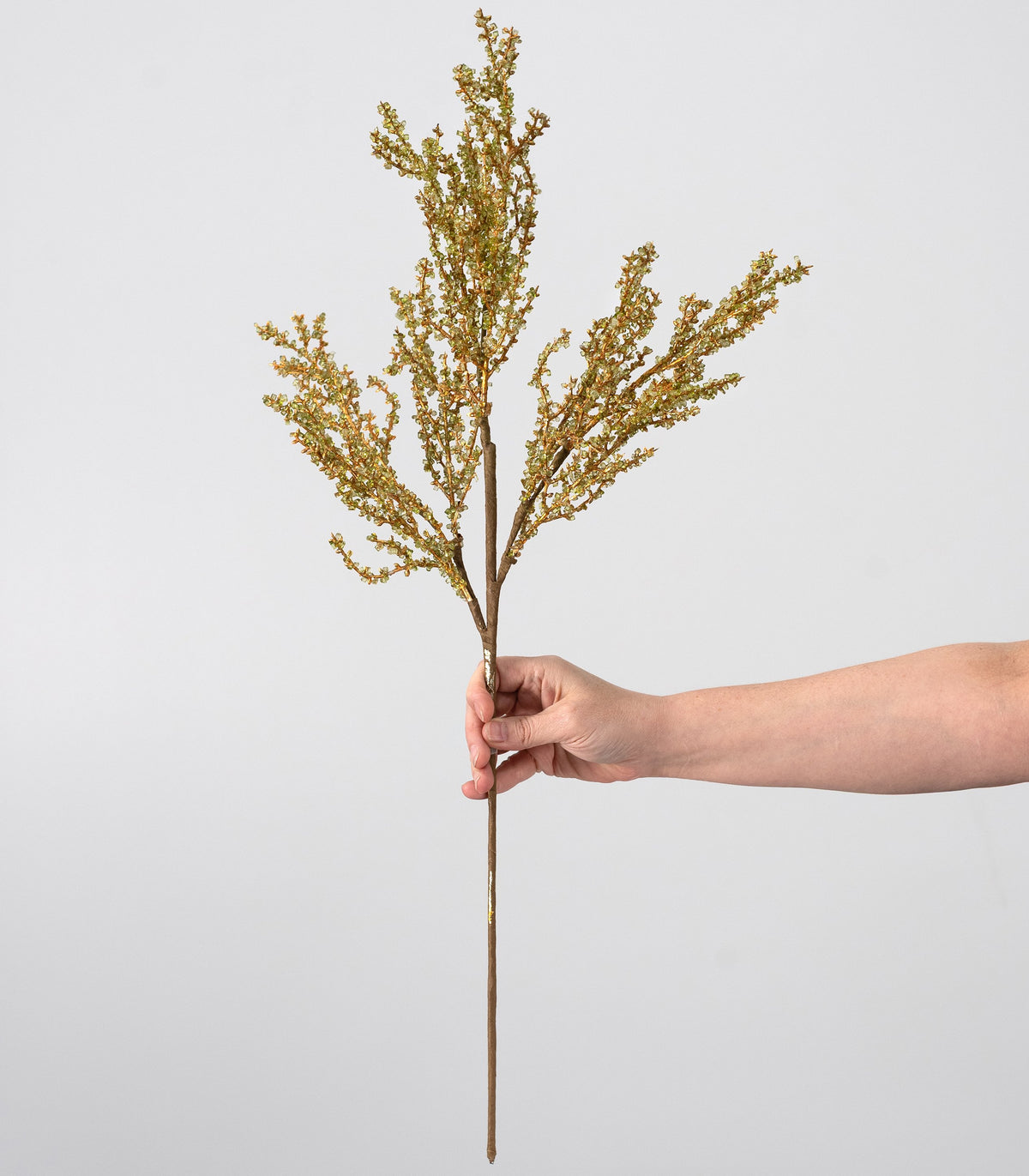 30" Iced Metallic Twig Spray: Green & Gold detail photo 3