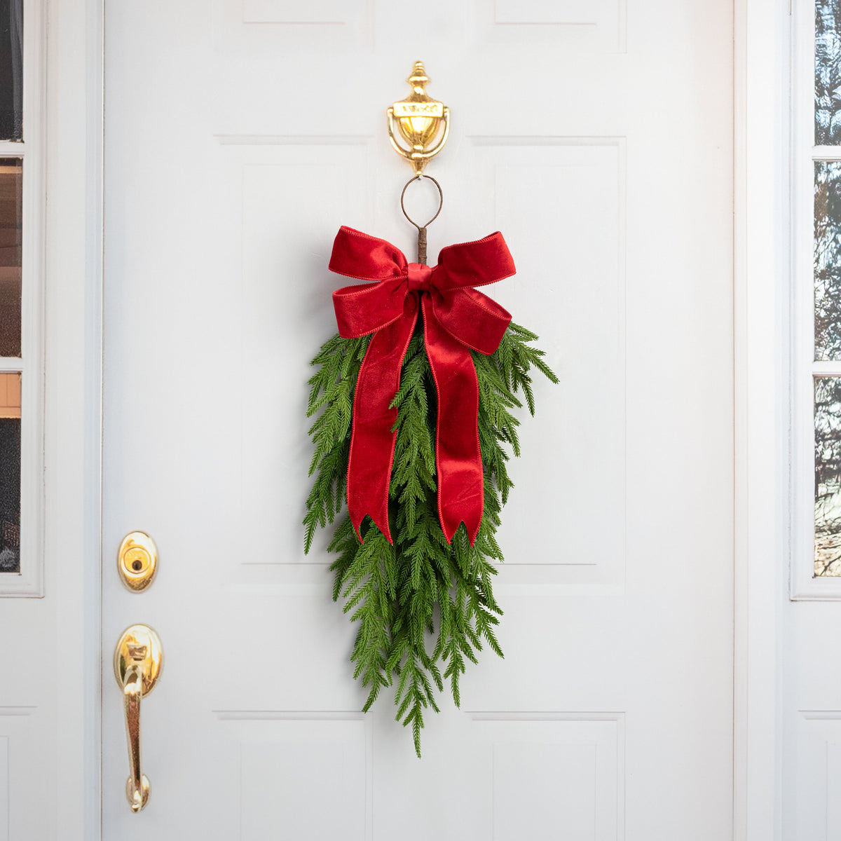 30" Soft Touch Evergreen Norfolk Pine Teardrop Lifestyle Photo