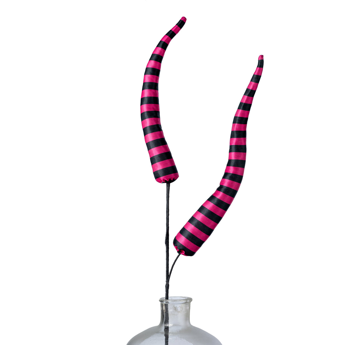 30" Stripe Fabric Horn Spray: Black & Hot Pink Item Number: 57380BKPK