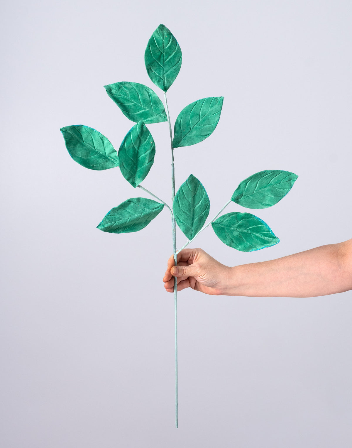 30" Velvet Magnolia Leaves Spray: Mint Green detail photo 3
