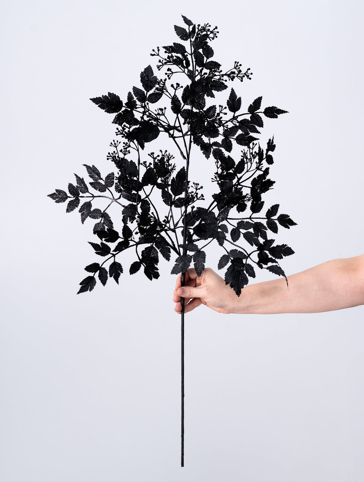 34" Berries & Leaves Greenery Spray: Black detail photo 3