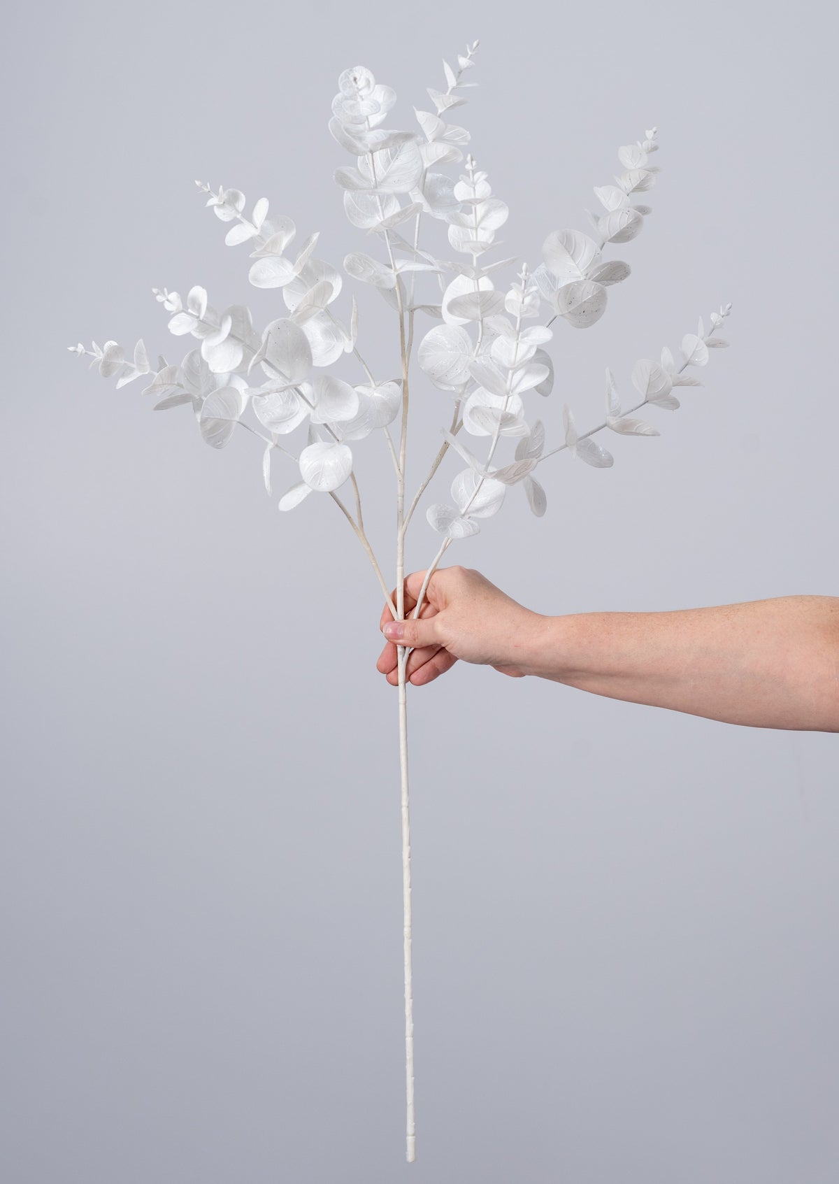 34" Faux Eucalyptus Spray: White detail photo 3