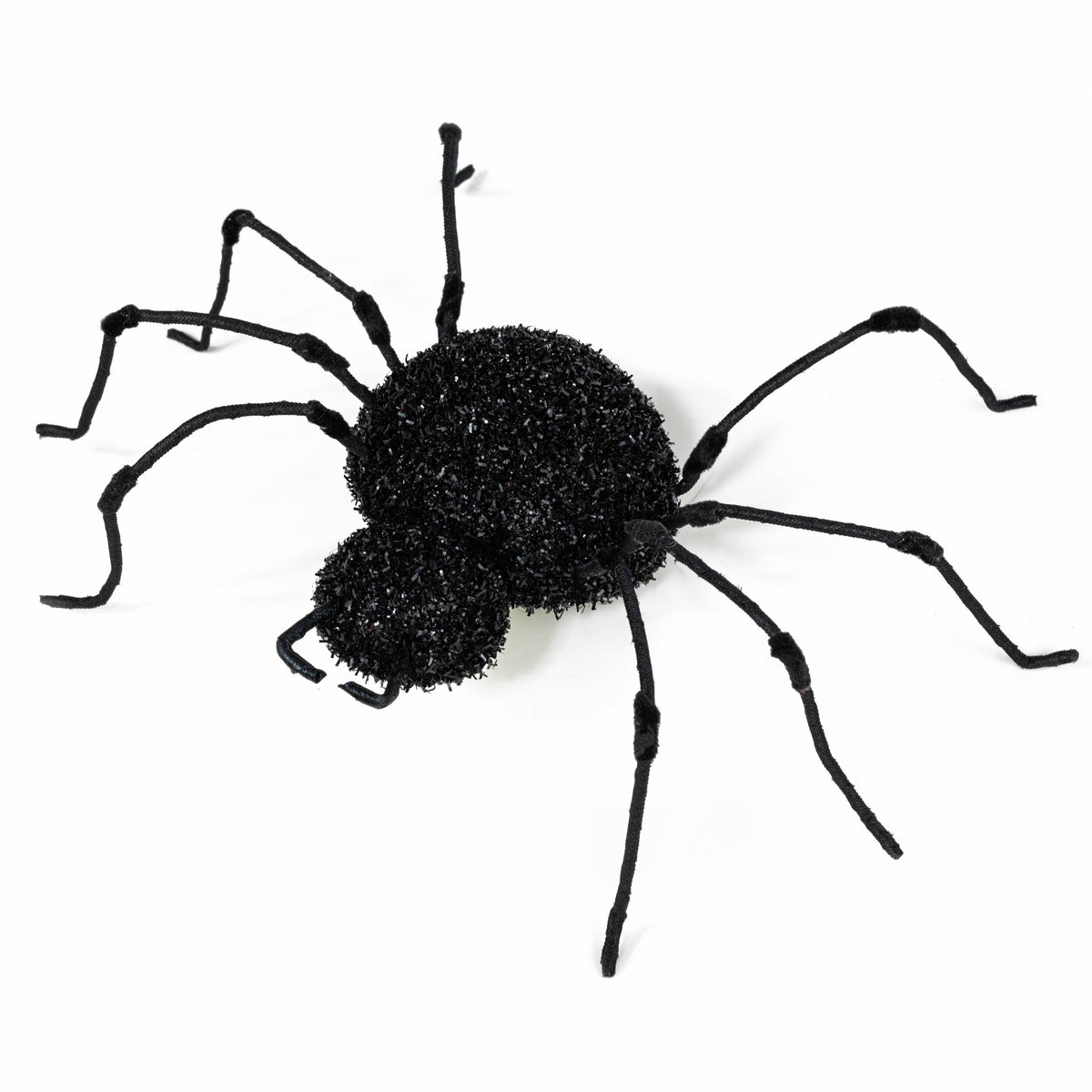 16" Frizzy Tinsel Spider: Black