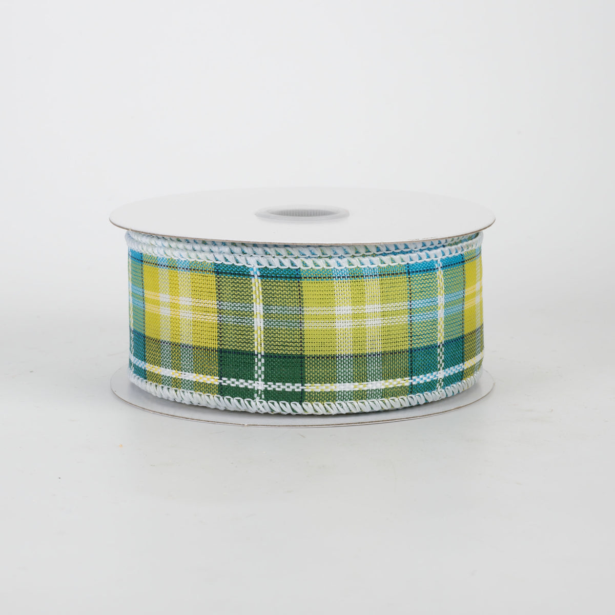 1.5" Kennedy Plaid Ribbon: Turquoise, Green, Yellow (10 Yards)