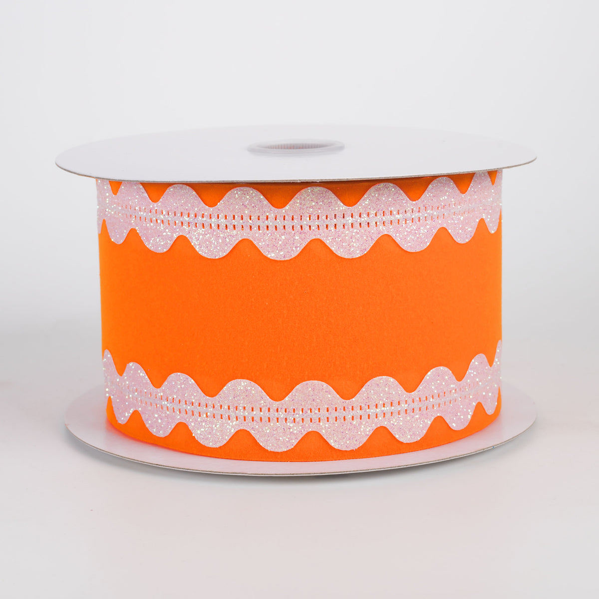 2.5" Velvet Iridescent Ric Rac Edge Ribbon: Orange (10 Yards)