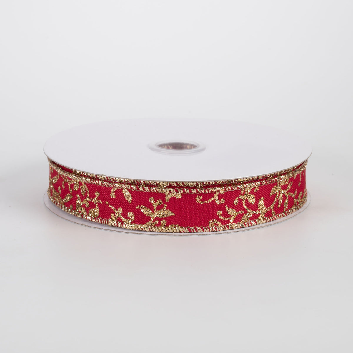 5/8" Glitter Mini Leaf Vines Ribbon: Red & Gold (10 Yards) Item Number: RGF139336