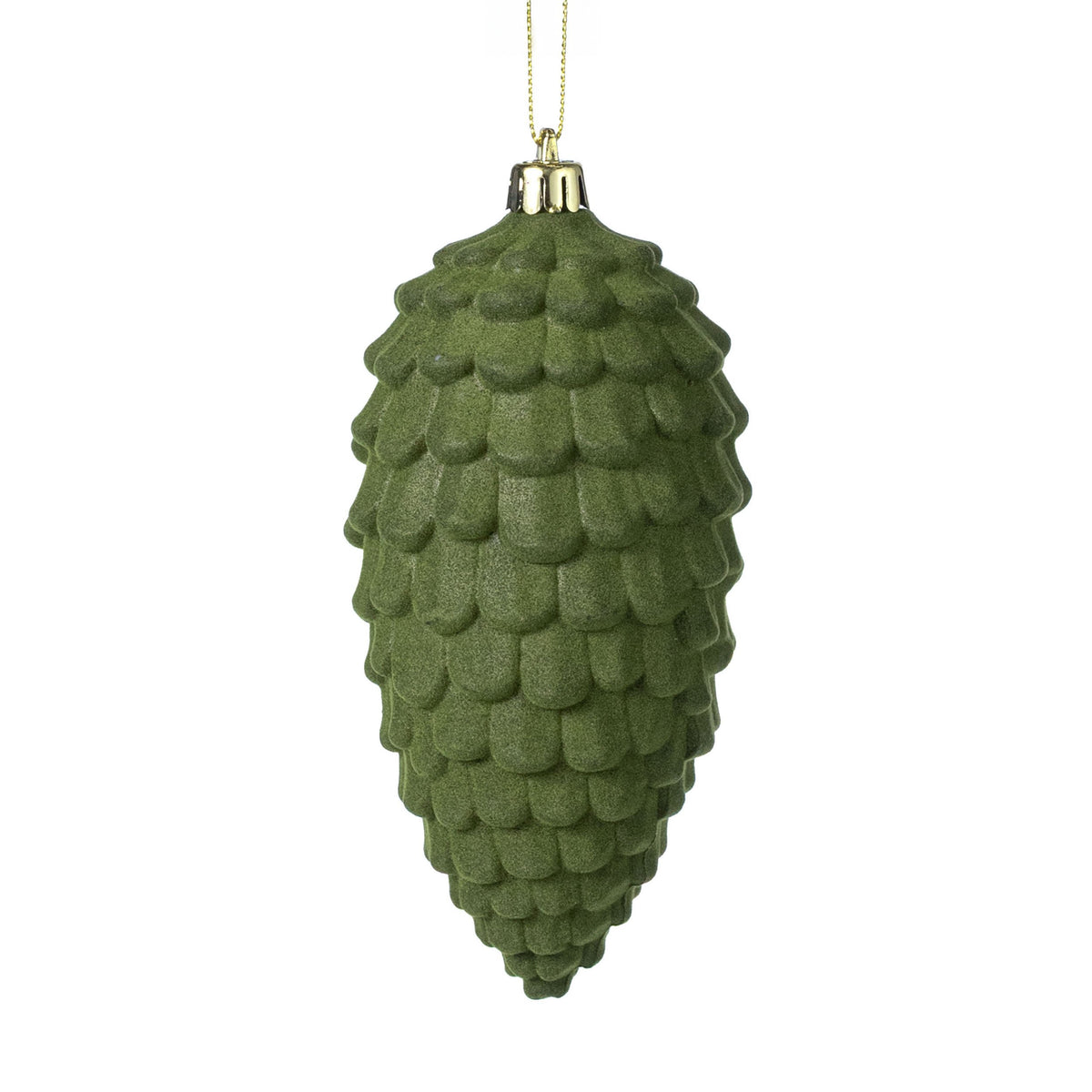 6.5" Flocked Pinecone Ornament: Moss Green Item Number: XJ7794C1