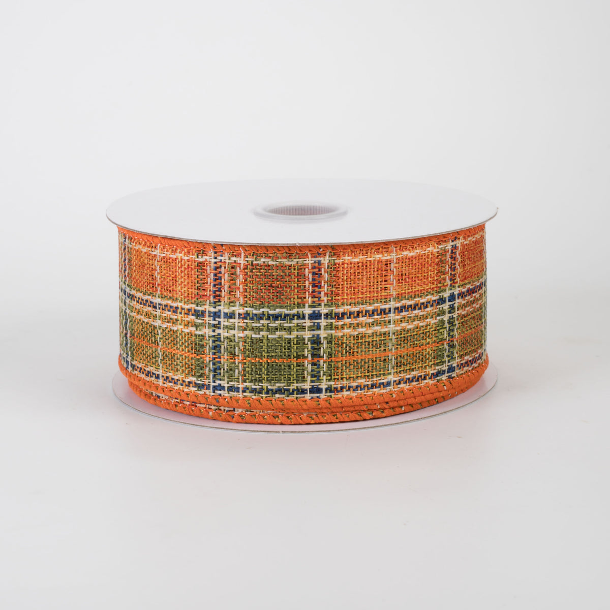 1.5" Coarse Weave Metallic Plaid Ribbon: Fall (10 Yards)