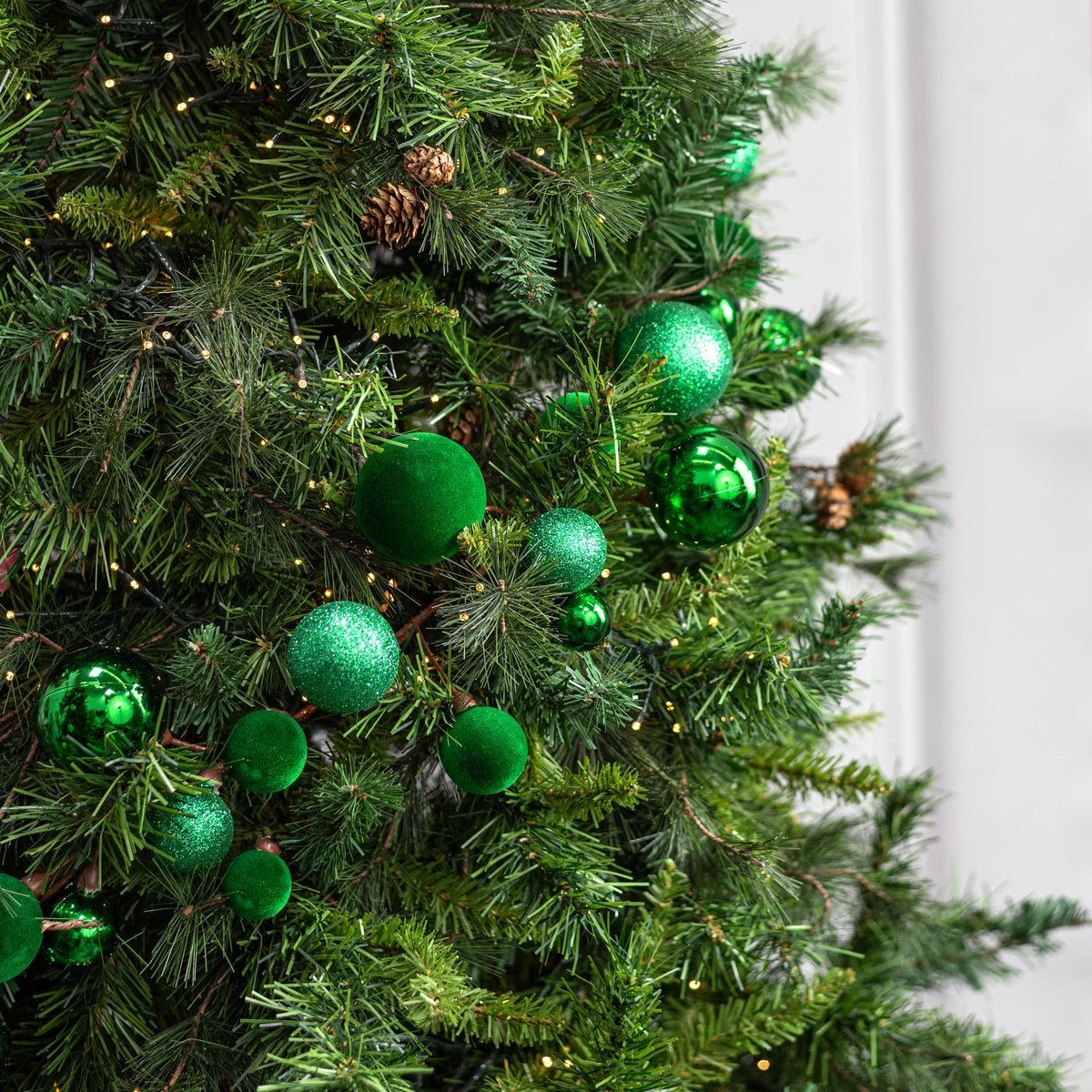 65" Mixed Ball Ornament Garland: Green Lifestyle Photo