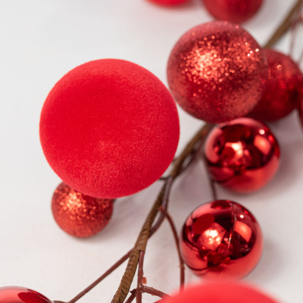 65" Mixed Ball Ornament Garland: Red detail photo 3