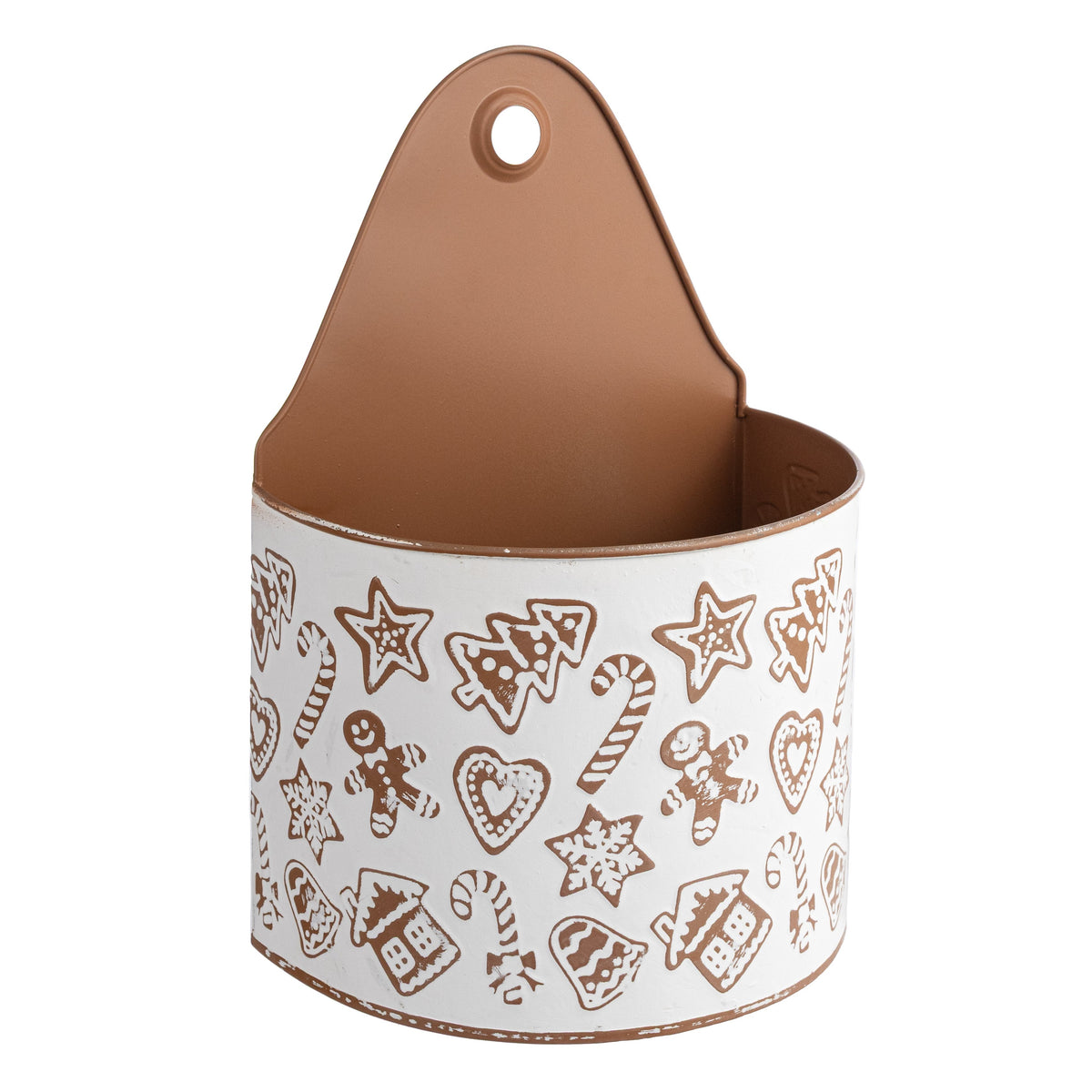 7.5" x 11" Tin Gingerbread Wall Pocket Planter Item Number: XC0174