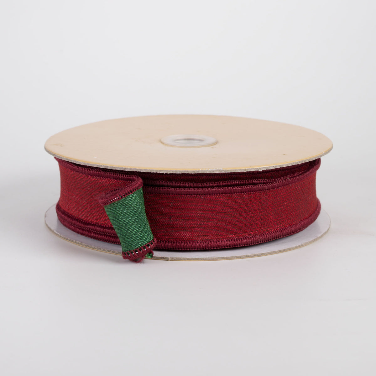 7/8" Double Sided Fused Dupioni Ribbon: Cranberry & Emerald Green (10 Yards) Item Number: LX4032M3