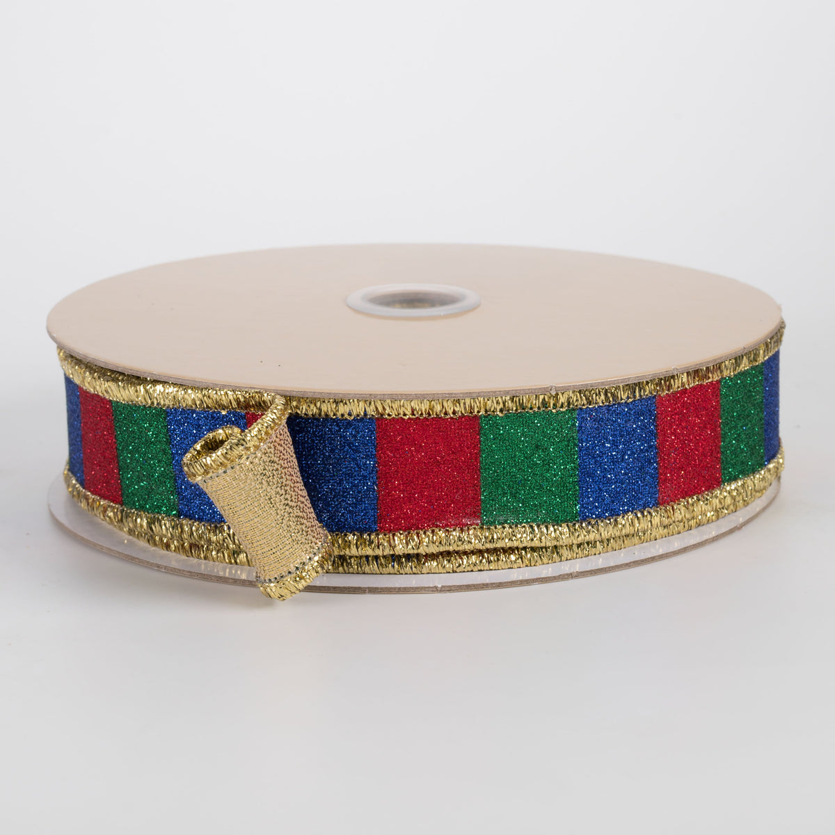 7/8" Double Sided Fused Glitter Stripes Ribbon: Preppy Christmas (10 Yards) Item Number: LX3107J5